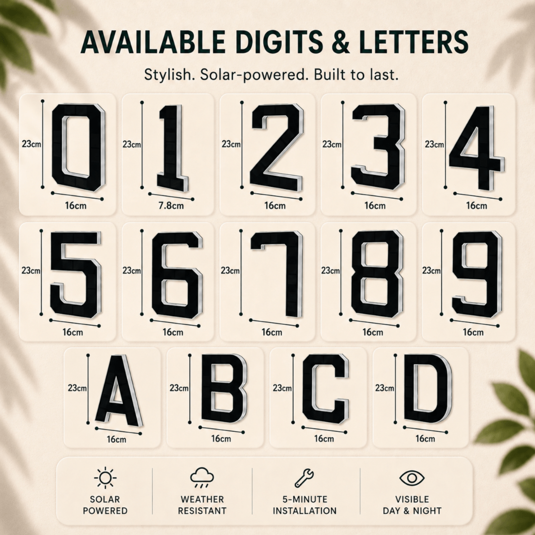 Solar House Number Light