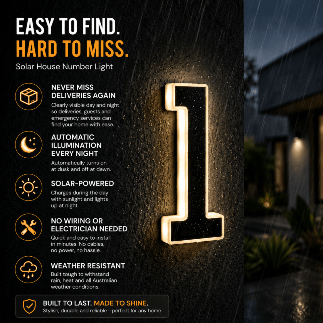 Solar House Number Light